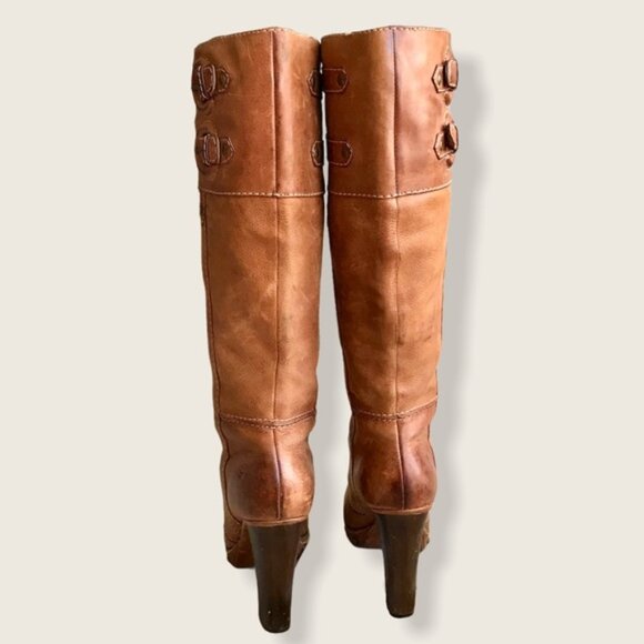 Frye Frankie Over the Knee Buckle Stud Heeled Boot - Picture 13 of 16